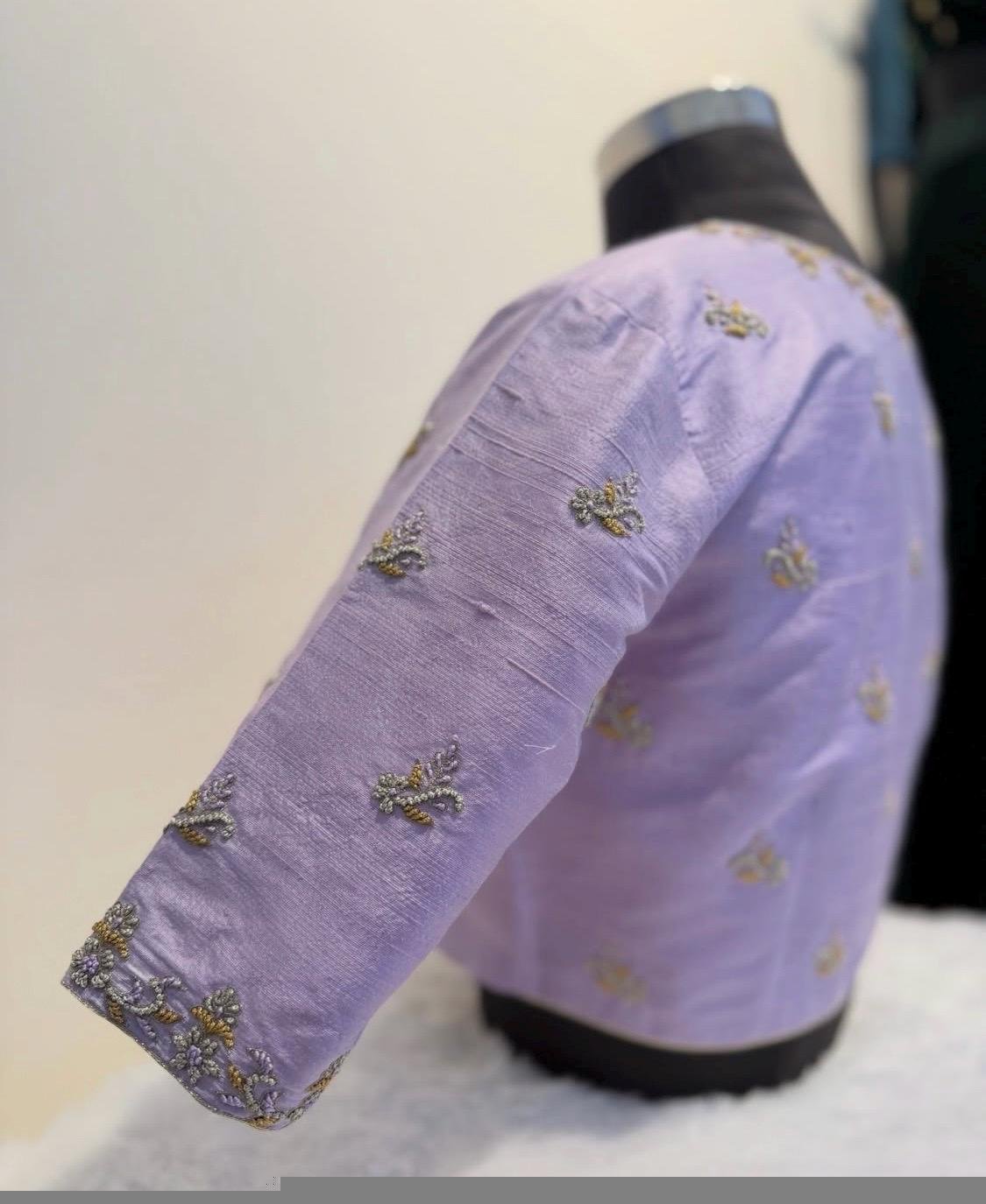 Lavender hand embroidery blouse/saree maggam work blouse/hand embroidery saree blouse/hand embroidered blouse/lavender ready made blouse usa