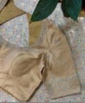 Hand Embroidered Silk Saree Blouse: Beige Zardosi Maggam Blouse,plus size blouses,tan color blouse,custom made saree blouses,indian sarees
