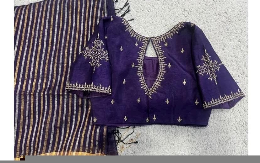 pure silk hand embroidery blouse/saree maggam blouse/purple zardosi blouse/hand embroidered blouse /magenta pink ready made blouse zardosi