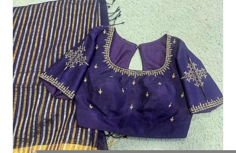 pure silk hand embroidery blouse/saree maggam blouse/purple zardosi blouse/hand embroidered blouse /magenta pink ready made blouse zardosi