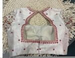 pure silk hand embroidery blouse/gray saree maggam blouse/light grey elbow sleeve blouse/hand embroidered blouse/raw silk ready made blouse