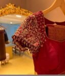 pure silk hand embroidery blouse/saree maggam blouse/maroon red raw silk zardosi blouse/hand embroidered blouse/ready made blouse zardosi/