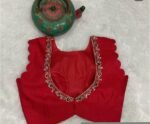 pure silk hand embroidery blouse /red maggam blouse/red raw silk zardosi blouse/hand embroidered blouse/red sleeveless ready made blouse usa
