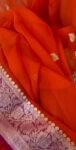 Pure handloom khaddi georgette orange pink silk saree |heritage silk saree/banarasi silk saree | banarasi chiffon saree | pink banarasi usa
