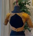 pure silk hand embroidery blouse/saree maggam blouse/yellow zardosi blouse/hand embroidered blouse /mustard yellow ready made blouse zardosi