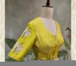 pure silk hand embroidery blouse/saree maggam blouse/yellow read zardosi blouse/hand embroidered blouse/lemon yellow hand embroidery blouse