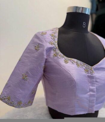 Lavender hand embroidery blouse/saree maggam work blouse/hand embroidery saree blouse/hand embroidered blouse/lavender ready made blouse