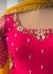 Anarkali suit usa/anarkali pink kurta shor sleeve/pink sleeve anarkali/pink yellow anarkali/heavy hand embroidered anarkali with dupatta usa