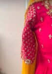 Anarkali suit usa/anarkali pink kurta shor sleeve/pink sleeve anarkali/pink yellow anarkali/heavy hand embroidered anarkali with dupatta usa