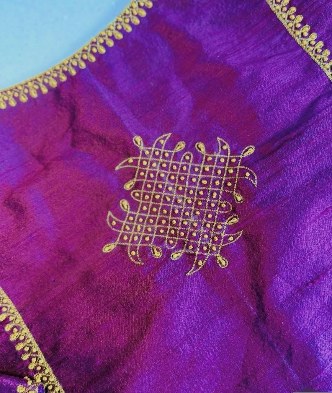 pure silk hand embroidery blouse/saree maggam blouse/purple zardosi blouse/hand embroidered blouse /magenta pink ready made blouse zardosi