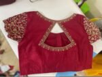 pure silk hand embroidery blouse/saree maggam blouse/maroon red raw silk zardosi blouse/hand embroidered blouse/ready made blouse zardosi/