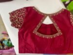 pure silk hand embroidery blouse/saree maggam blouse/maroon red raw silk zardosi blouse/hand embroidered blouse/ready made blouse zardosi/