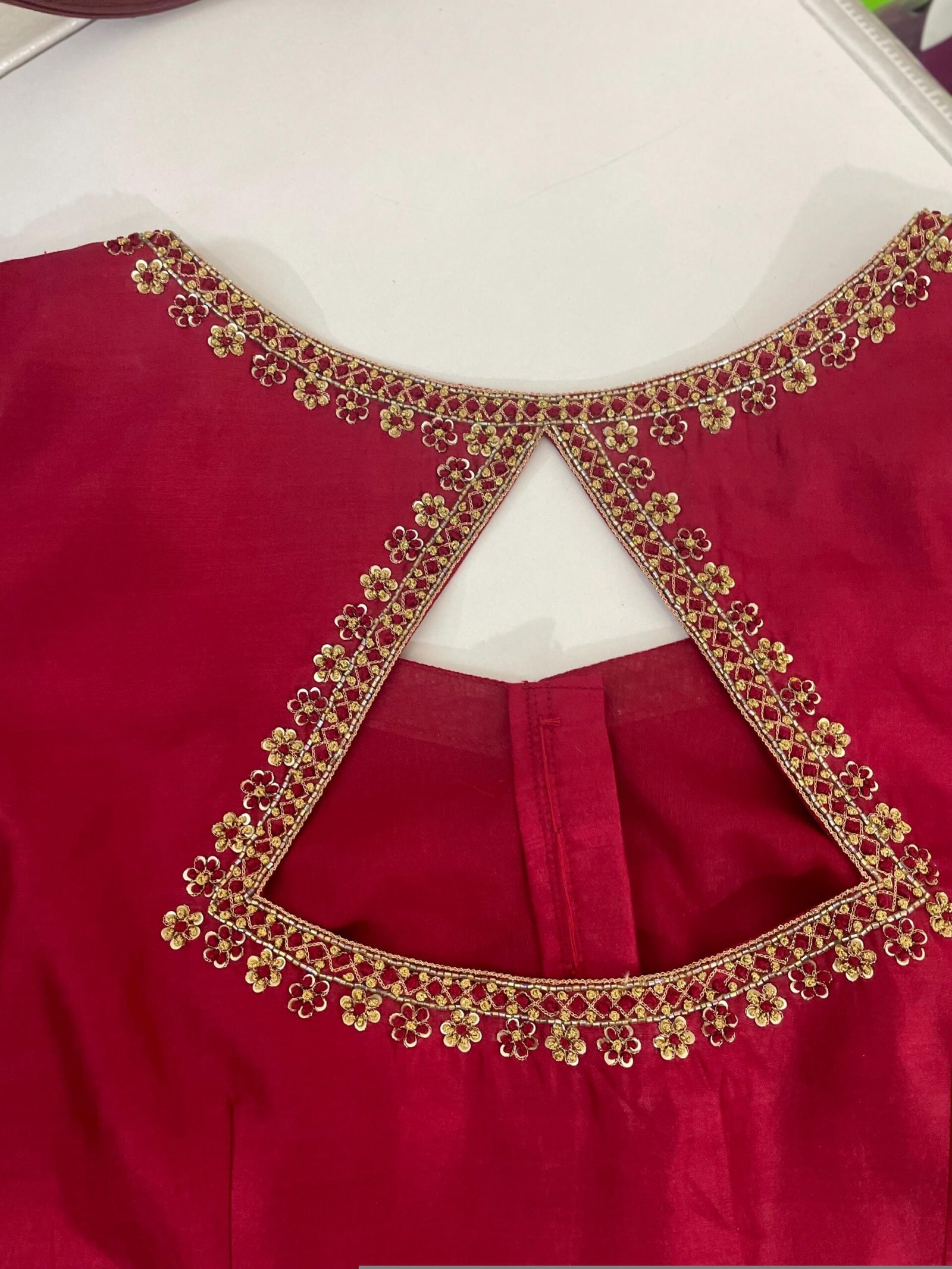 pure silk hand embroidery blouse/saree maggam blouse/maroon red raw silk zardosi blouse/hand embroidered blouse/ready made blouse zardosi/