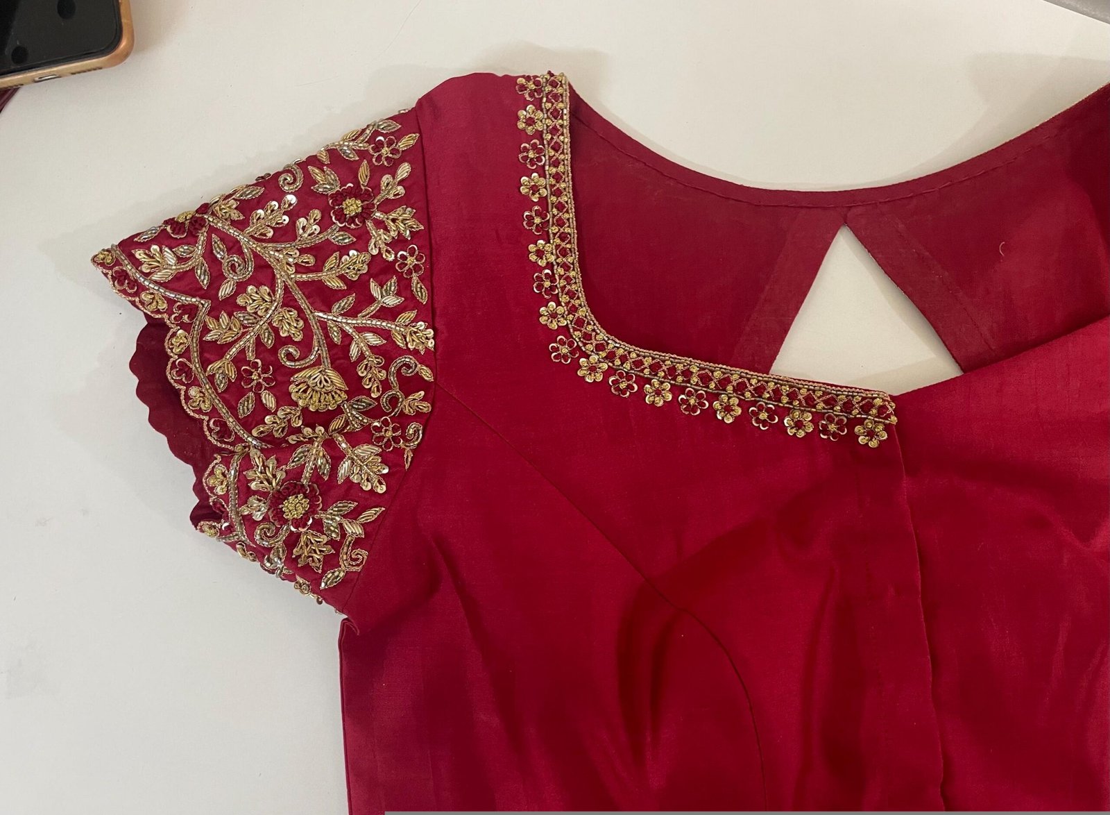 pure silk hand embroidery blouse/saree maggam blouse/maroon red raw silk zardosi blouse/hand embroidered blouse/ready made blouse zardosi/