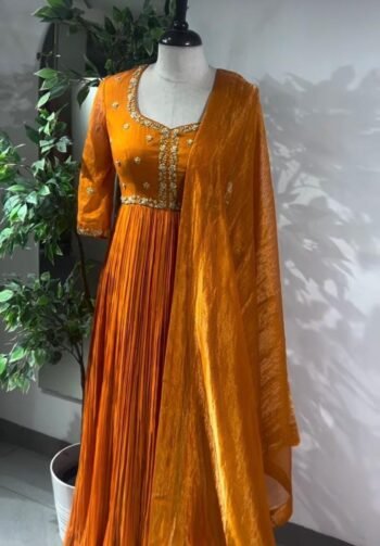 Orange Anarkali suit anarkali kurta short sleeve/orange anarkali/hand embroidered dress anarkali/Indian dresses/simple anarkali kurta