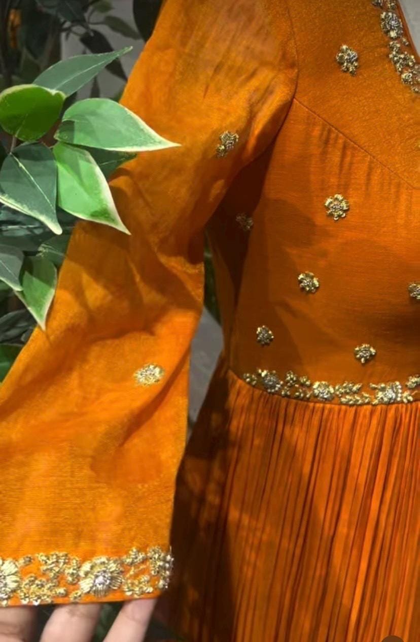 Orange Anarkali suit usa/anarkali kurta short sleeve/orange anarkali/hand embroidered dress anarkali/Indian dresses/simple anarkali kurta