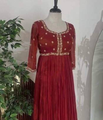 Red Anarkali suit usa/anarkali kurta short sleeve/tissue anarkali/hand embroidered dress anarkali/Indian dresses/red simple anarkali kurta