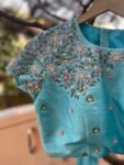 Ruffle saree with blouse/ green ruffle saree with stitched blouse/ saree belt with blouse / silk ruffle saree / saree with belt / belt sari