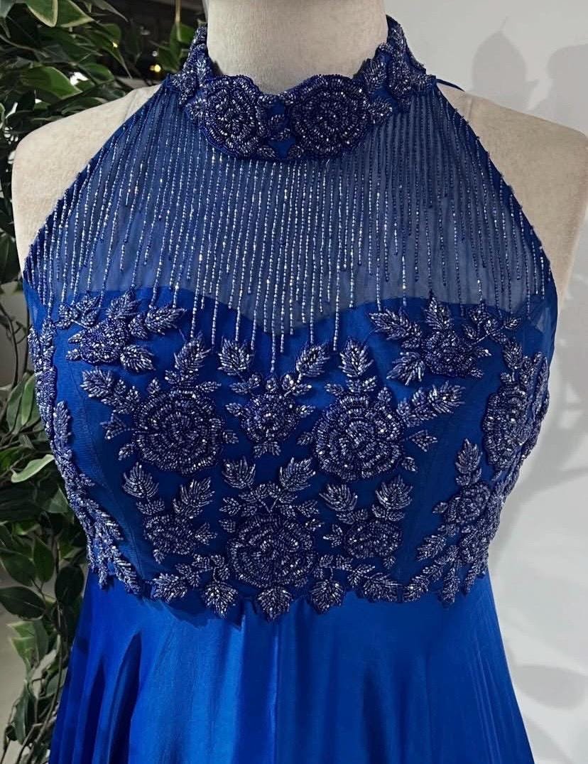 Blue Anarkali suit usa/hand embroidery anarkali kurta/royal blue anarkali dress/ sleeveless dress anarkali/Indian dresses/blue anarkali USA