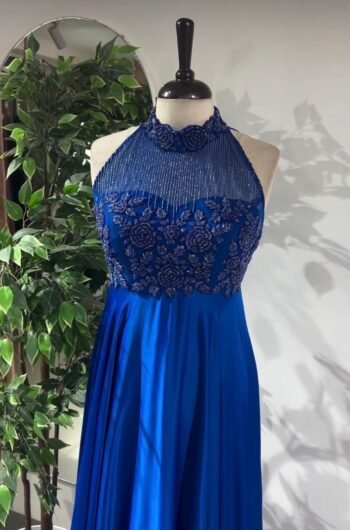 Blue Anarkali suit usa/hand embroidery anarkali kurta/royal blue anarkali dress/ sleeveless dress anarkali/Indian dresses/blue anarkali USA