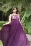 Hand embroidered Anarkali dress/purple anarkali suit set/purple hand work anarkali USA/Indian dresses/purple full sleeves embroidered Anarka