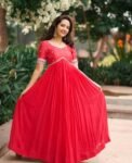 Red Georgette Anarkali Suit/Hand Embroidered Anarkali Dress,tomato redanarkali kurta,simple anarkali dress,festive outfit,handwork kurta usa