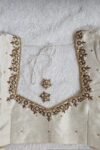 pure silk hand embroidery blouse/modern maggam blouse/multi colored cream zardosi blouse/hand embroidered blouse/off white ready made blouse