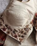 pure silk hand embroidery blouse/cream saree maggam blouse/raw silk zardosi blouse/hand embroidered blouse/cream ready made blouse zardosi
