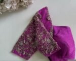 pure silk hand embroidery blouse/light pink maggam blouse/pink hand embroidered blouse/pink ready made blouse zardosi/pink lavender blouse