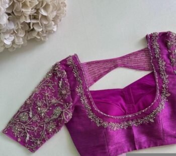 pure silk hand embroidery blouse/light pink maggam  blouse/pink hand embroidered blouse/pink ready made blouse zardosi/pink lavender blouse