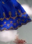 Blue Silk Hand Embroidered Blouse: Zardosi Maggam hand Work, blue maggam blouse,mix and match blosue,plus size blouse,royal blue blouse usa,