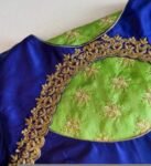 Blue Silk Hand Embroidered Blouse: Zardosi Maggam hand Work, blue maggam blouse,mix and match blosue,plus size blouse,royal blue blouse usa,