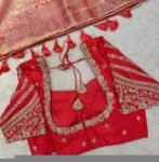 Red Silk Zardosi Embroidered Saree Blouse: Hand-Embroidered Maggam Work,red saree blouse,plus size blouses,mix and match blouses,red blouse