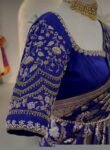 pure silk hand embroidery blouse/ saree maggam blouse/ zardosi blouse hand embroidered moderblouse/blue ready made blouse zardosi