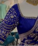 pure silk hand embroidery blouse/ saree maggam blouse/ zardosi blouse usa/hand embroidered moderblouse/blue ready made blouse zardosi usa
