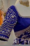 pure silk hand embroidery blouse/ saree maggam blouse/ zardosi blouse usa/hand embroidered moderblouse/blue ready made blouse zardosi usa