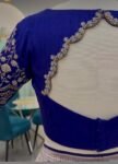 pure silk hand embroidery blouse/ saree maggam blouse/ zardosi blouse usa/hand embroidered moderblouse/blue ready made blouse zardosi usa