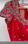 Red Silk Zardosi Embroidered Saree Blouse: Hand-Embroidered Maggam Work,red saree blouse,plus size blouses,mix and match blouses,red blouse