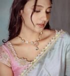 Blue silk saree with hand embroidered blouse/pink blouse with handwork saree/pure silk saree with belt /peach designer saree with belt usa