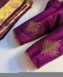 pure silk hand embroidery blouse/saree maggam blouse/purple zardosi blouse/hand embroidered blouse /magenta pink ready made blouse zardosi