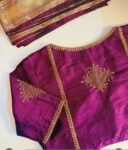 pure silk hand embroidery blouse/saree maggam blouse/purple zardosi blouse/hand embroidered blouse /magenta pink ready made blouse zardosi