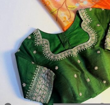 pure silk hand embroidery blouse/saree maggam blouse/green zardosi blouse/hand embroidered moderblouse/green ready made blouse zardosi