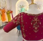 pure silk hand embroidery blouse/saree maggam blouse/maroon red raw silk zardosi blouse/hand embroidered blouse/ready made blouse zardosi/