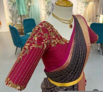 pure silk hand embroidery blouse/saree maggam blouse/maroon red raw silk zardosi blouse/hand embroidered blouse/ready made blouse zardosi/