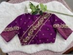 purple silk hand embroidery blouse/purple maggam blouse/silk zardosi blouse/hand embroidered blouse/purple pink ready made blouse zardosi