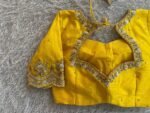pure silk hand embroidery blouse/saree maggam yellow blouse/yellow blouse/heavy hand embroidered blouse/ready made blouse zardosi/voggish us