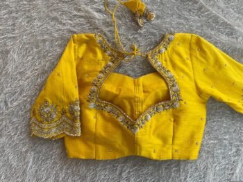 pure silk hand embroidery blouse/saree maggam yellow blouse/yellow blouse/heavy hand embroidered blouse/ready made blouse zardosi/voggish us