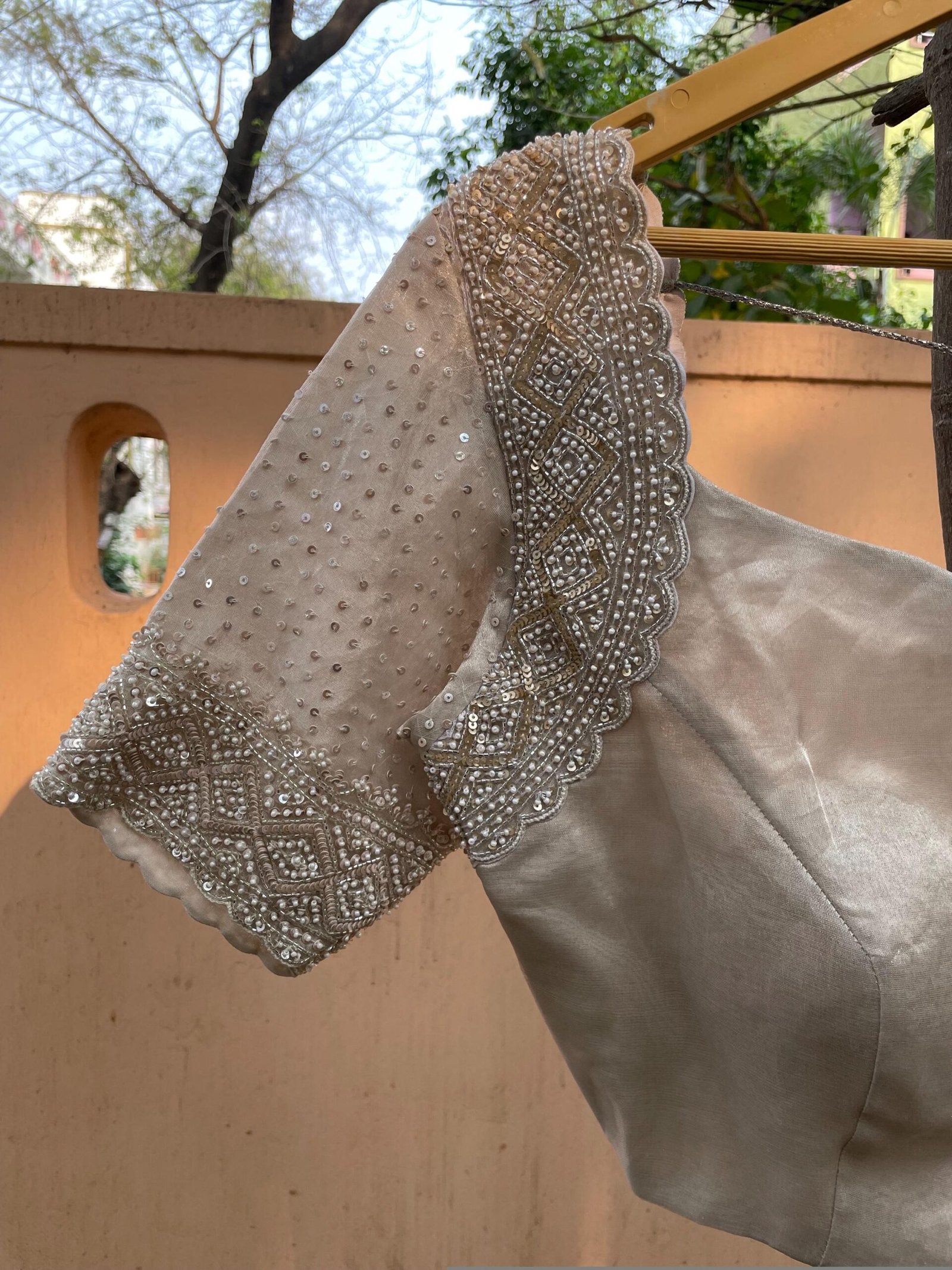 Hand Embroidered Zardosi Blouse: Silver Tissue Silk Sleeveless Crop Top/silver Maggam blouse,handwork blouse,mix and match blouse,silver usa