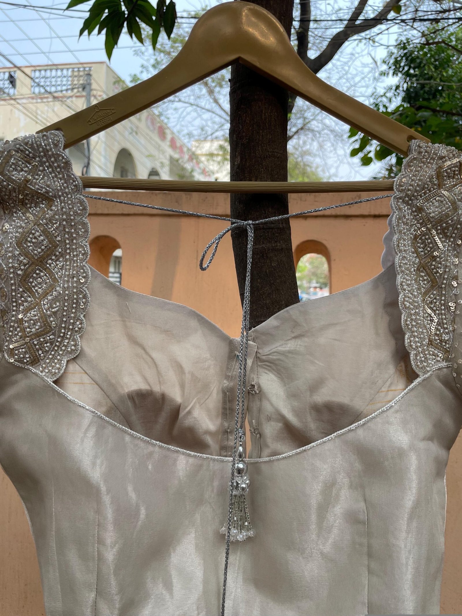 Hand Embroidered Zardosi Blouse: Silver Tissue Silk Sleeveless Crop Top/silver Maggam blouse,handwork blouse,mix and match blouse,silver usa