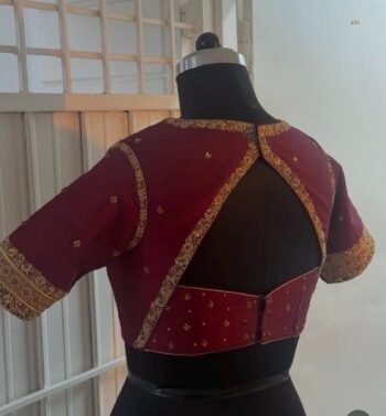pure silk hand embroidery blouse/saree maggam blouse/red zardosi blouse/maroon red hand embroidered blouse/darkred ready made blouse zardosi